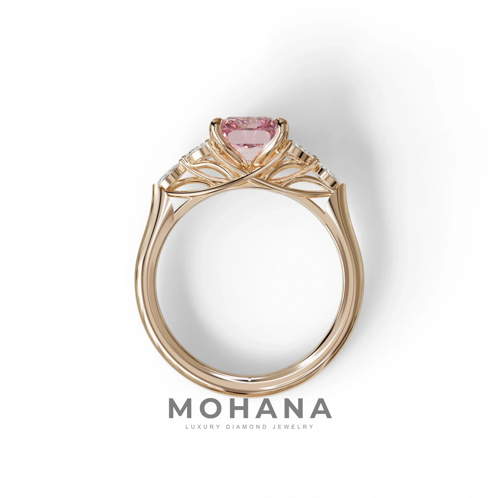 2.5 Carat Pink Lab Grown Diamond Engagement Ring · Radiant Cut Nature-Inspired | Aurora - view 8