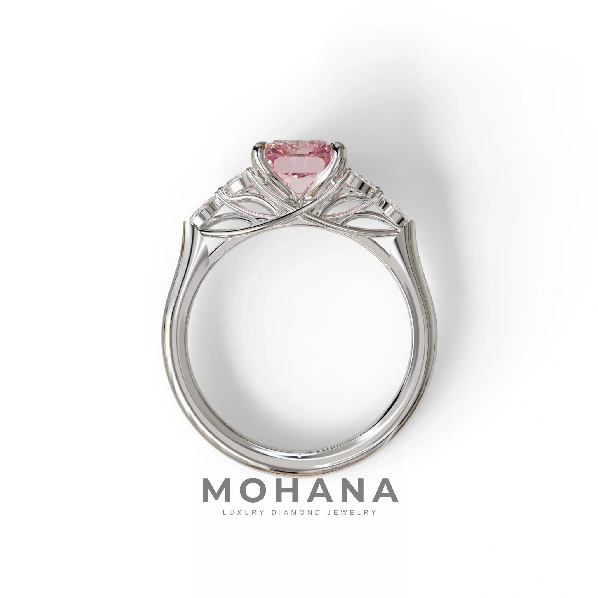 2.5 Carat Pink Lab Grown Diamond Engagement Ring · Radiant Cut Nature-Inspired | Aurora - view 9