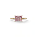 2.5 Ct Pink Radiant Cut Lab Grown Diamond In Pave-Chanel Setting Ring - Maxine - 10K Solid Gold / Yellow Gold