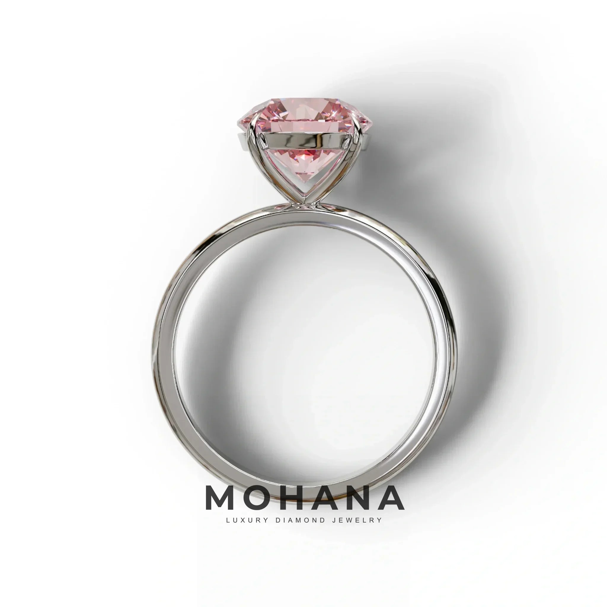 Pink Round Cut Solitaire Lab Diamond Engagement Ring - Italia