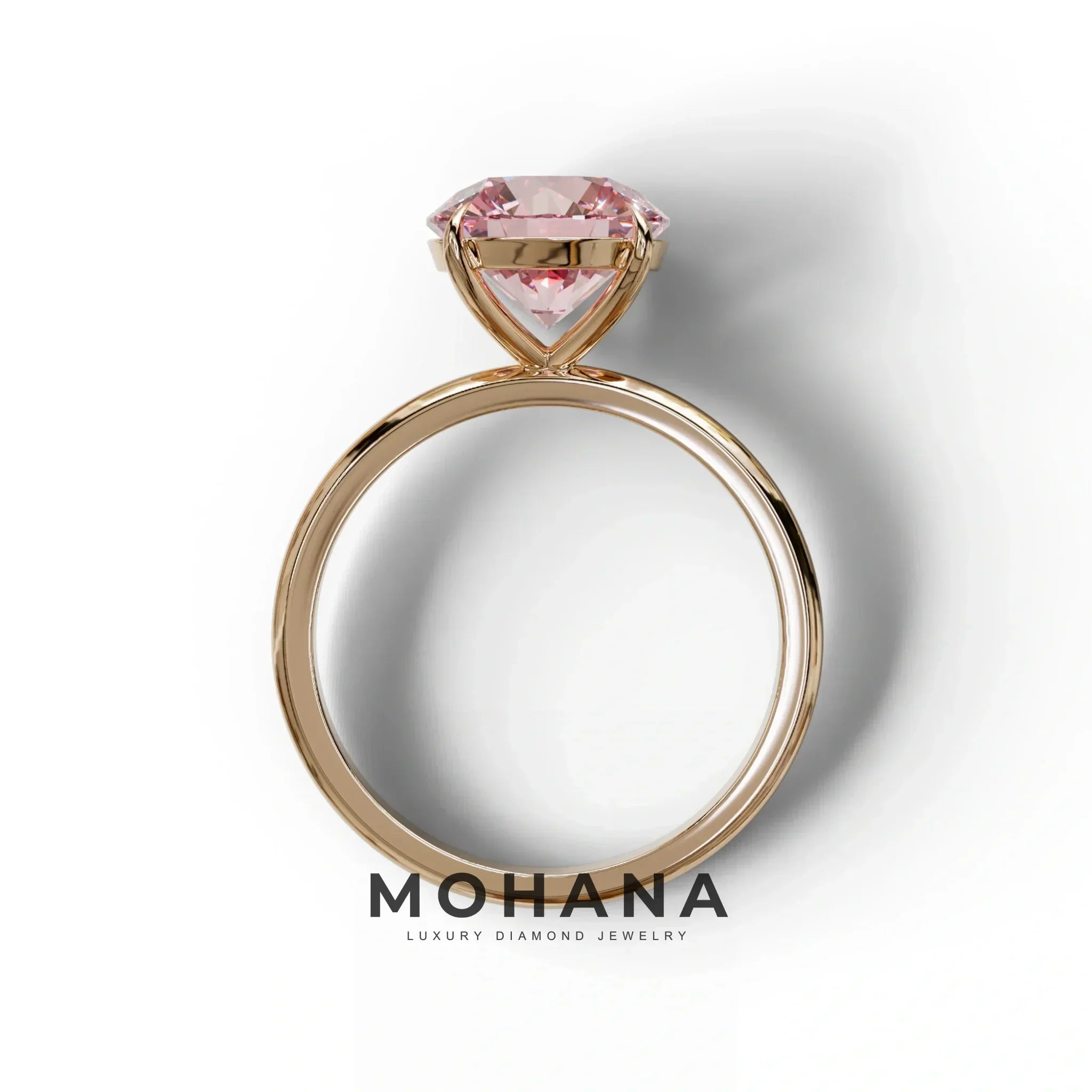 Pink Round Cut Solitaire Lab Diamond Engagement Ring - Italia
