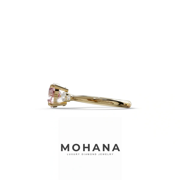 2 to 5 Carat Pink Lab Grown Diamond Engagement Ring – Round Cut Three Stone | Romance alternate view