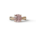 2.5 Carat Pink Round Shaped Lab Diamond Ring V-Shank Pave Setting -Je t’adore - 10K Solid Gold / Rose Gold