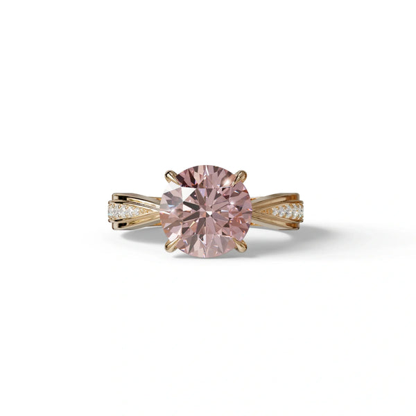 2.5 Carat Pink Lab Grown Diamond Engagement Ring – Round Cut V-Shank