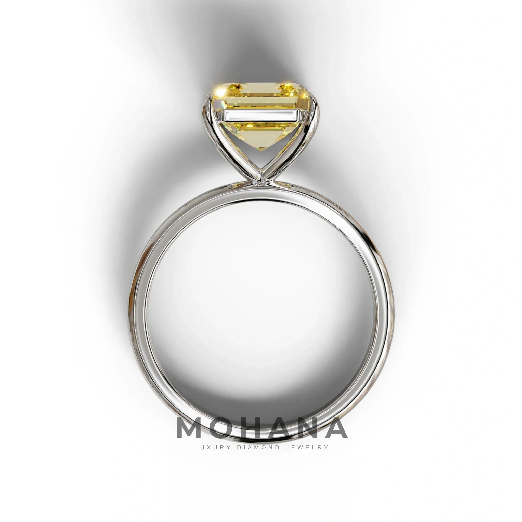 Yellow Asscher Cut Solitaire Lab Grown Diamond Engagement Ring - Fabriciana