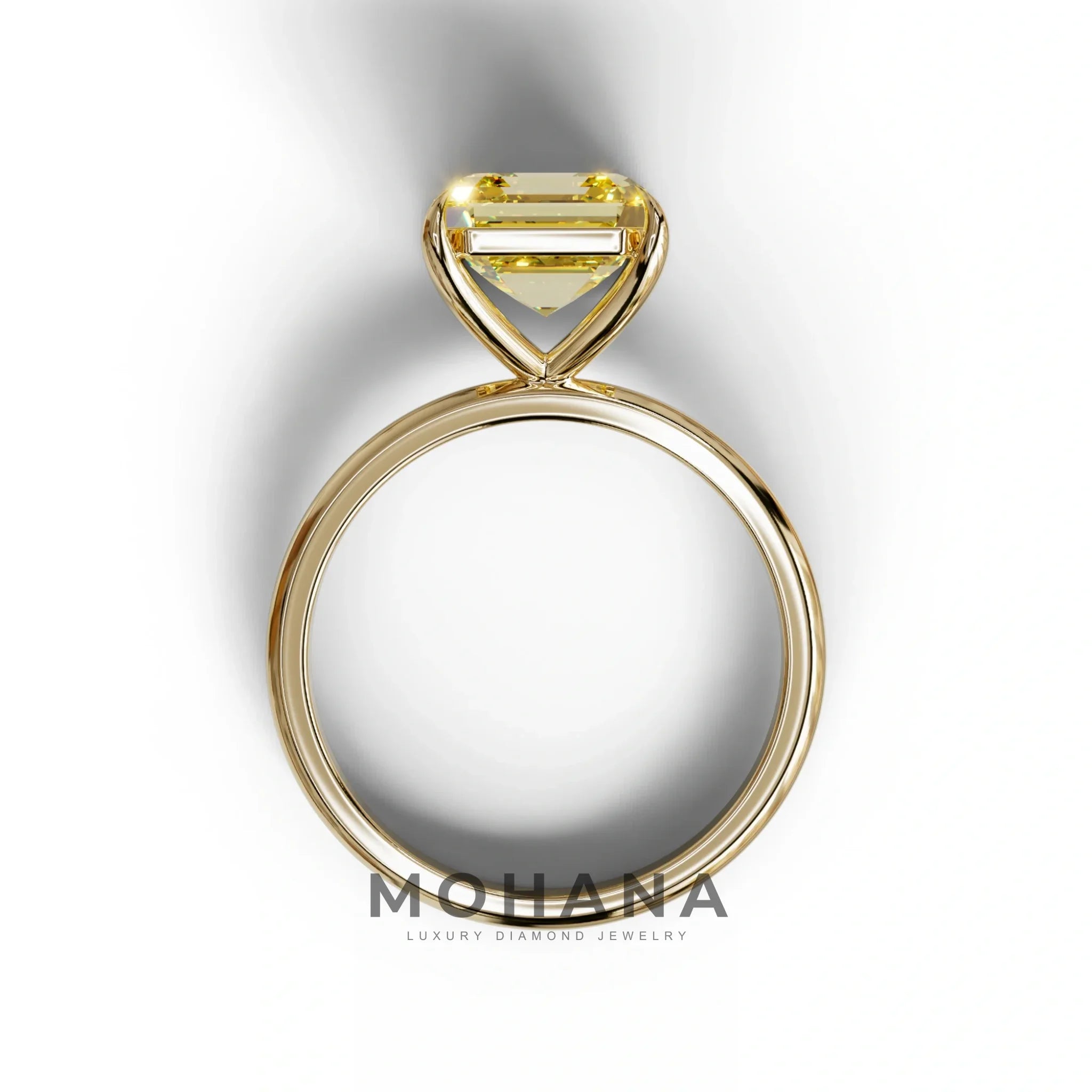 Yellow Asscher Cut Solitaire Lab Grown Diamond Engagement Ring - Fabriciana