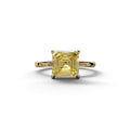 Yellow Asscher Cut Solitaire Lab Grown Diamond Engagement Ring - Fabriciana - 2 Carat / 10K Solid Gold / Yellow Gold