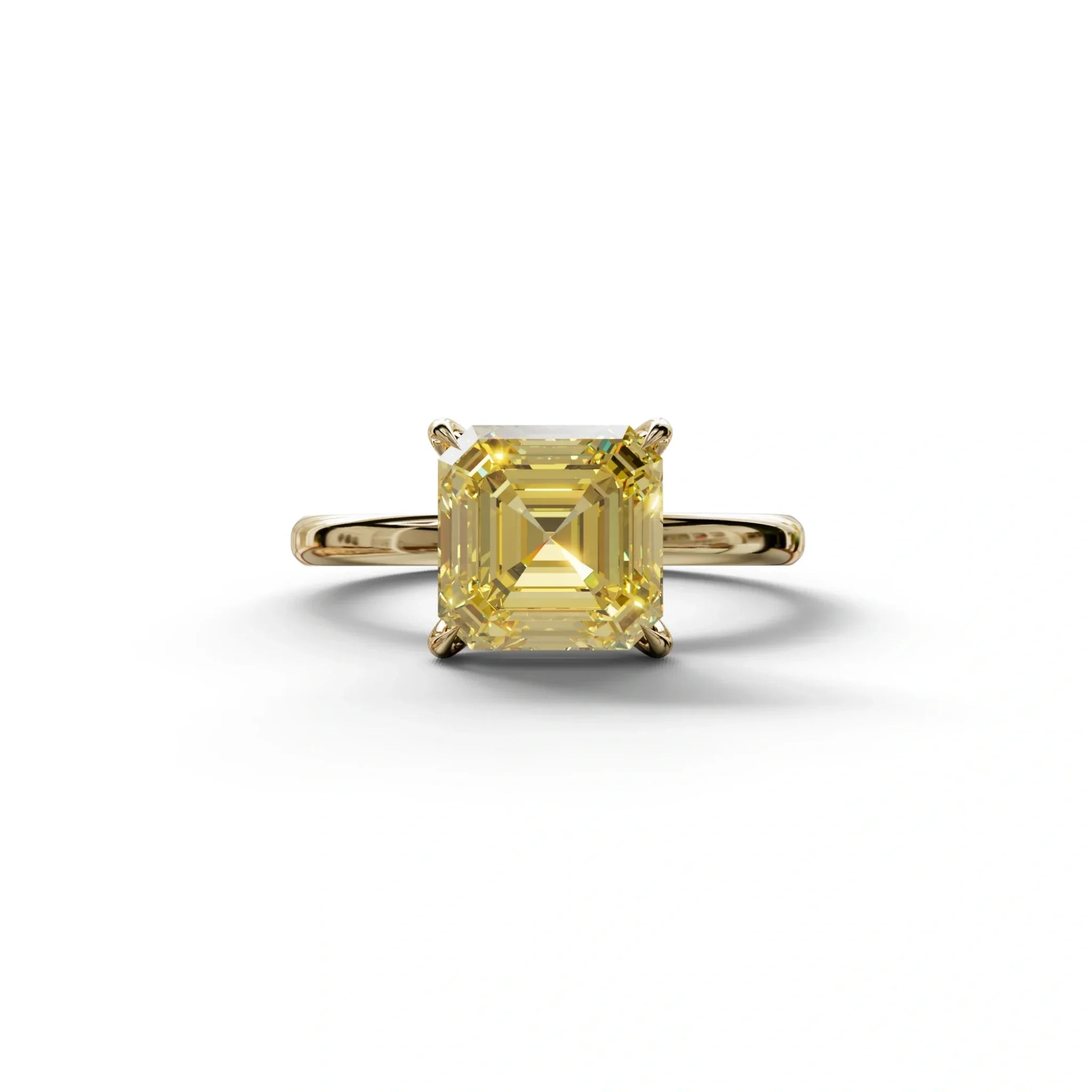 Yellow Asscher Cut Solitaire Lab Grown Diamond Engagement Ring - Fabriciana - 2 Carat / 10K Solid Gold / Yellow Gold