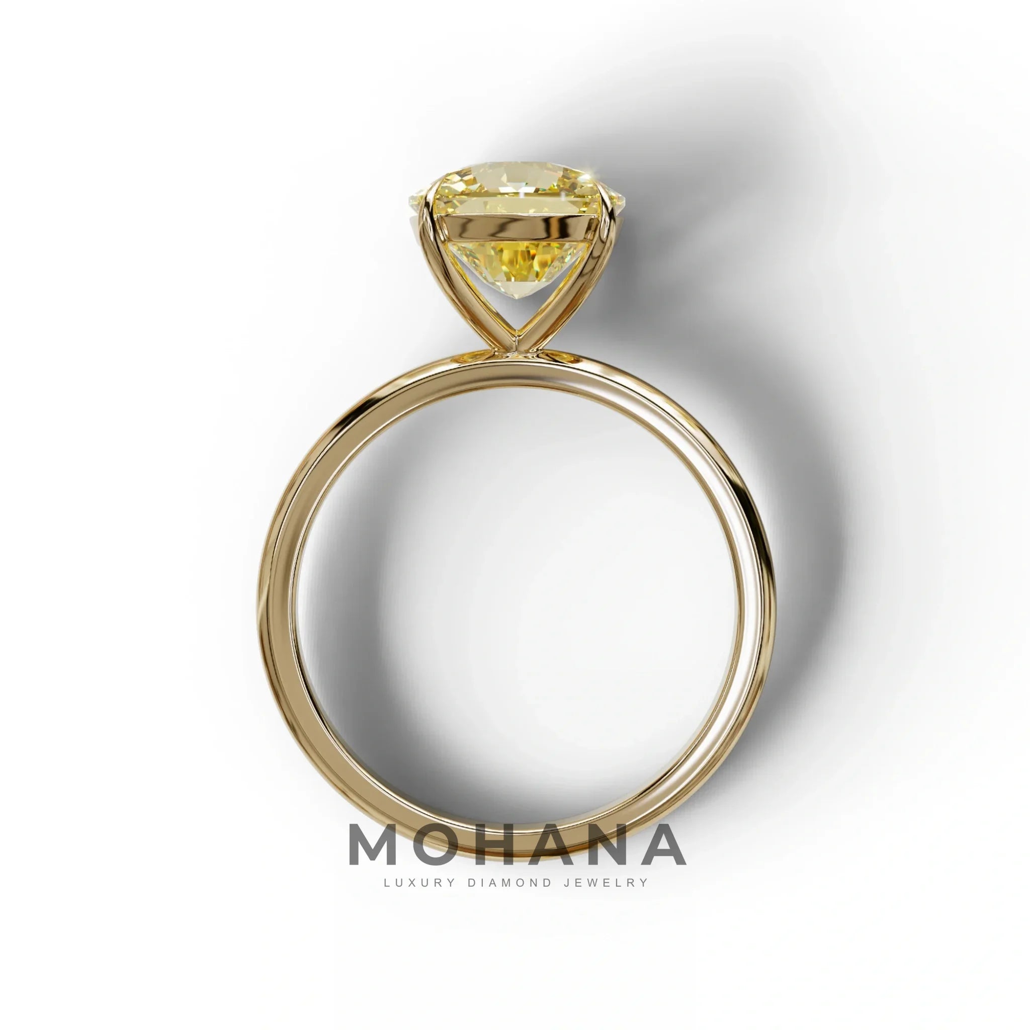 Yellow Cushion Cut Solitaire Lab Grown Diamond Engagement Ring - Mesmera