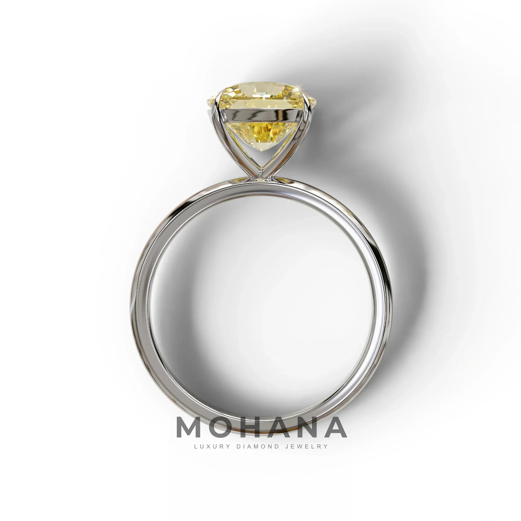 Yellow Cushion Cut Solitaire Lab Grown Diamond Engagement Ring - Mesmera