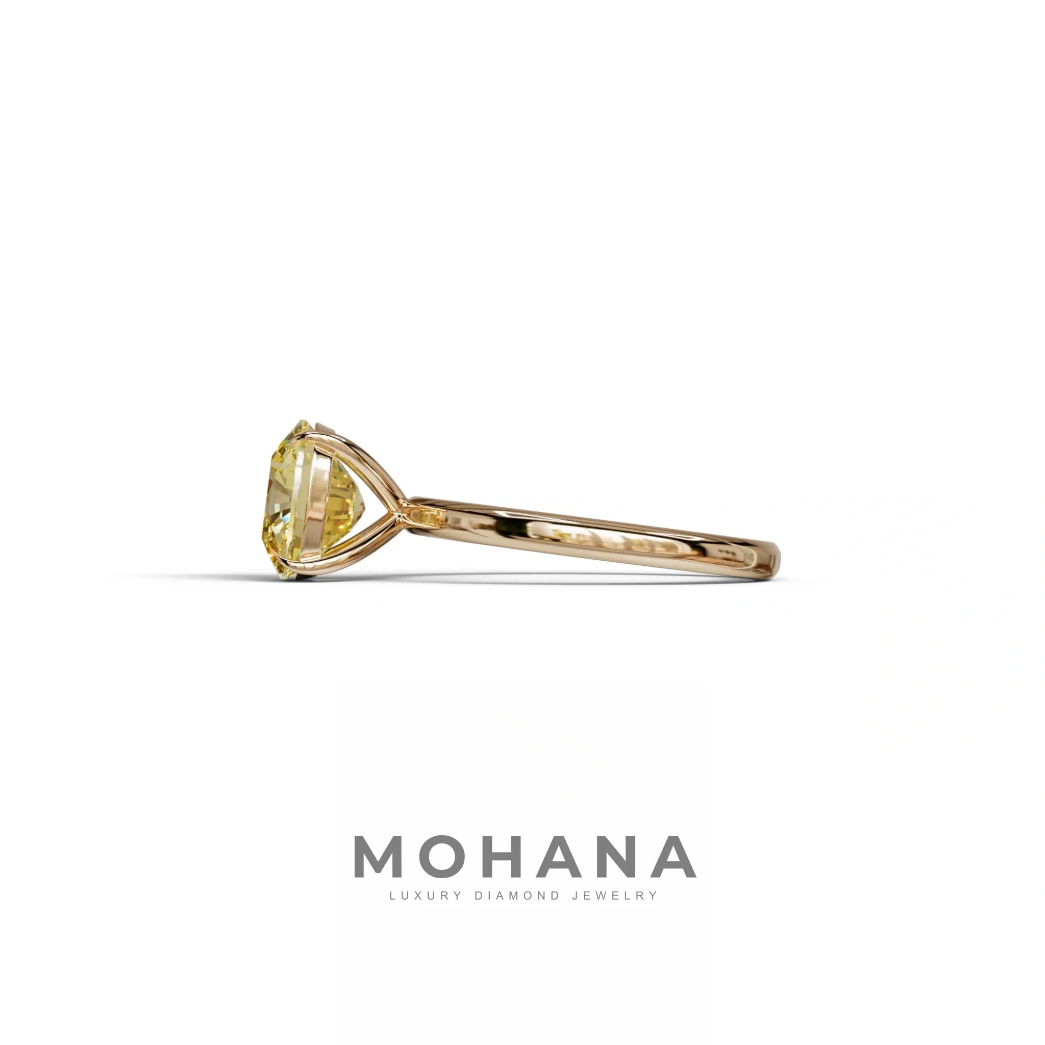 Yellow Cushion Cut Solitaire Lab Grown Diamond Engagement Ring - Mesmera