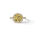 Yellow Cushion Cut Halo & Pave Lab Grown Diamond Engagement Ring - Rosa - 2 Carat / 10K Solid Gold / Yellow Gold