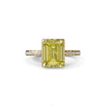 2.5 Ct Yellow Emerald Cut Lab Diamond In Hidden Halo & Pave Setting RIng - Siena - 10K Solid Gold / Yellow Gold