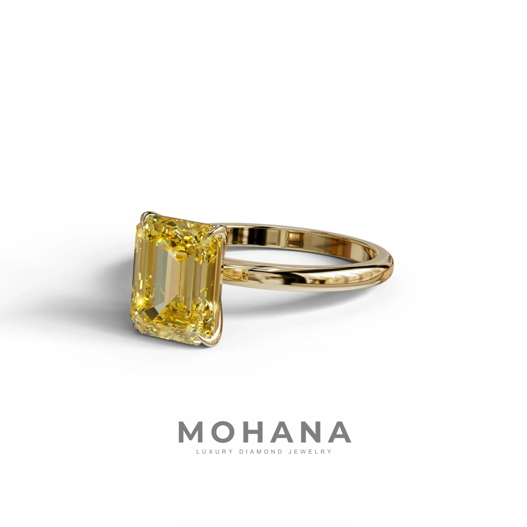 Yellow Emerald Cut Solitaire Lab Grown Diamond Engagement Ring - Vanessa
