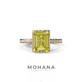 2.5 Ct Yellow Emerald Cut Lab Diamond In Hidden Halo & Pave Setting RIng - Siena - 10K Solid Gold / Rose Gold
