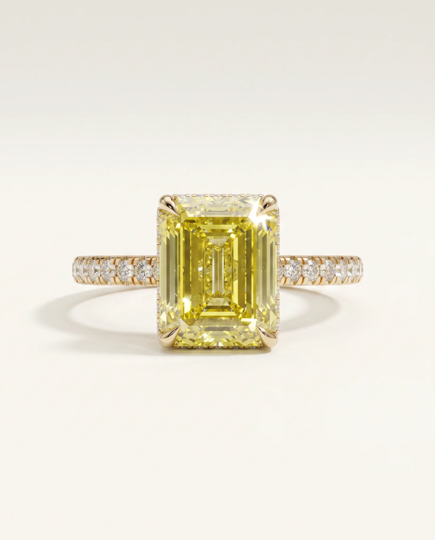2.5 Carat Yellow Lab Grown Diamond Engagement Ring – Emerald Cut Hidden Halo | Siena - 10K Solid Gold / Yellow Gold