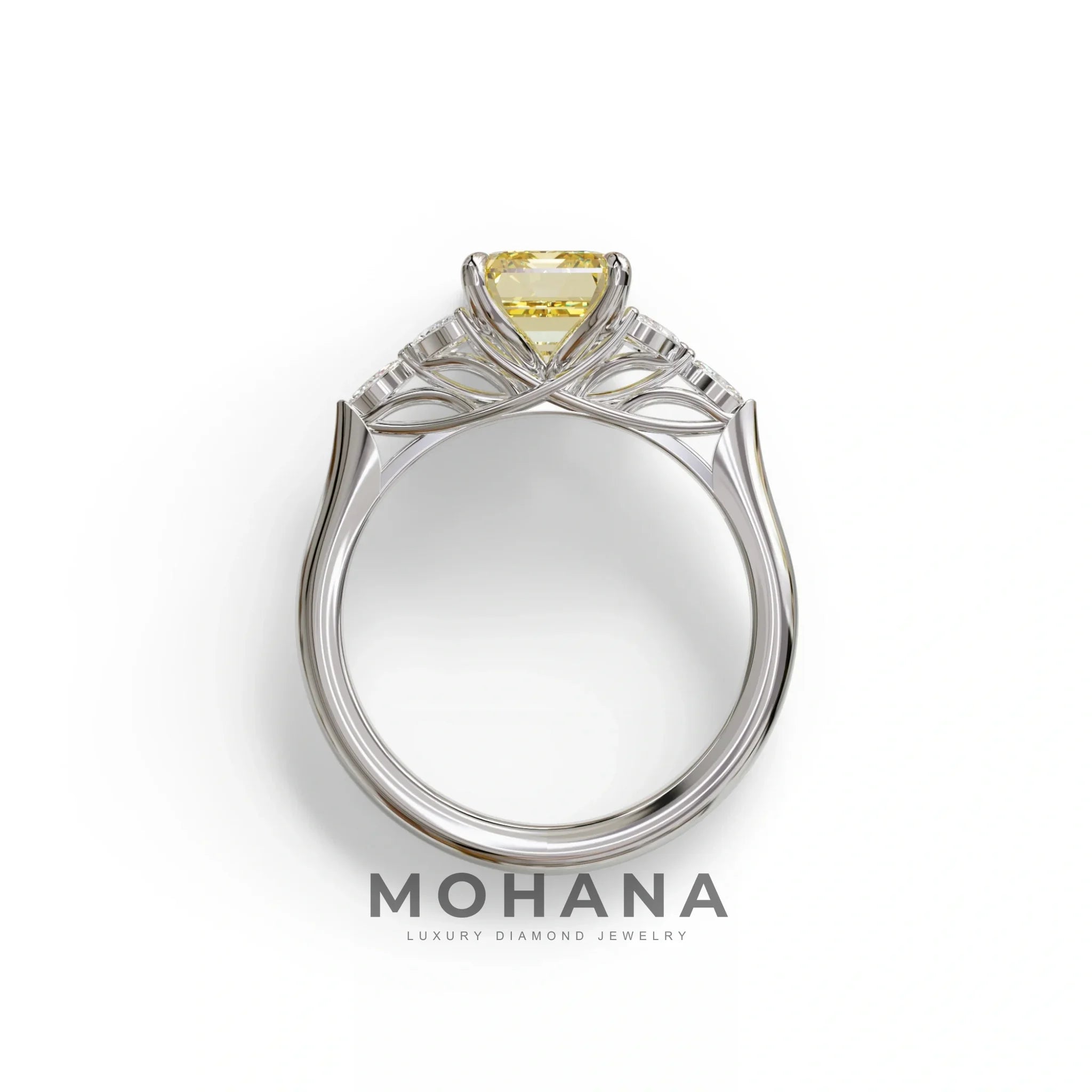2.5 Carat Yellow Lab Grown Diamond Engagement Ring · Emerald Cut Nature-Inspired | Verona - view 9