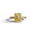 Yellow Emerald Cut Solitaire Lab Grown Diamond Engagement Ring - Vanessa - 2 Carat / 10K Solid Gold / Yellow Gold