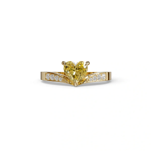 2 to 5 Carat Yellow Lab Grown Diamond Engagement Ring – Heart Cut Solitaire | Moise