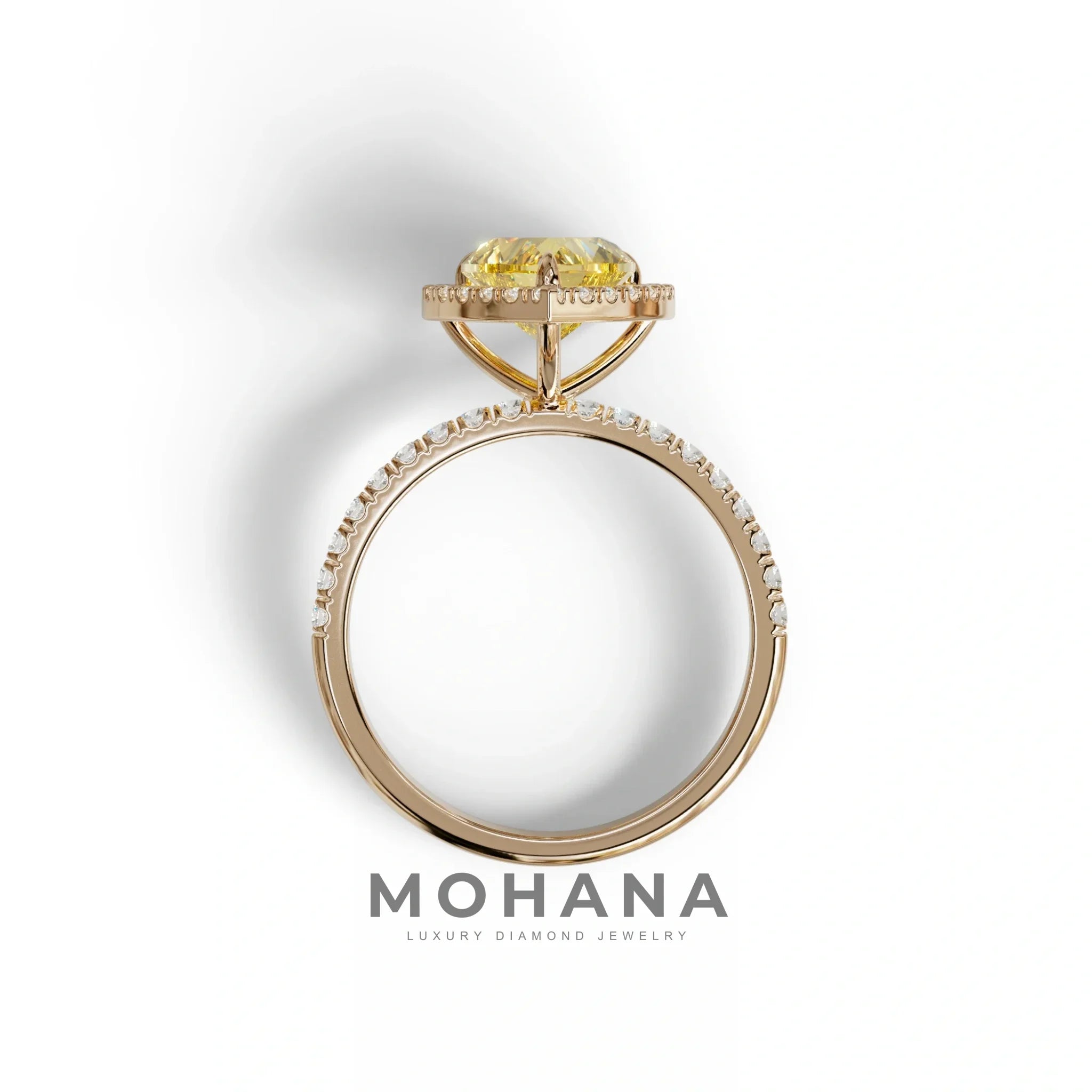 Yellow Heart Cut Halo & Pavé Lab Grown Diamond Engagement Ring - Gelia
