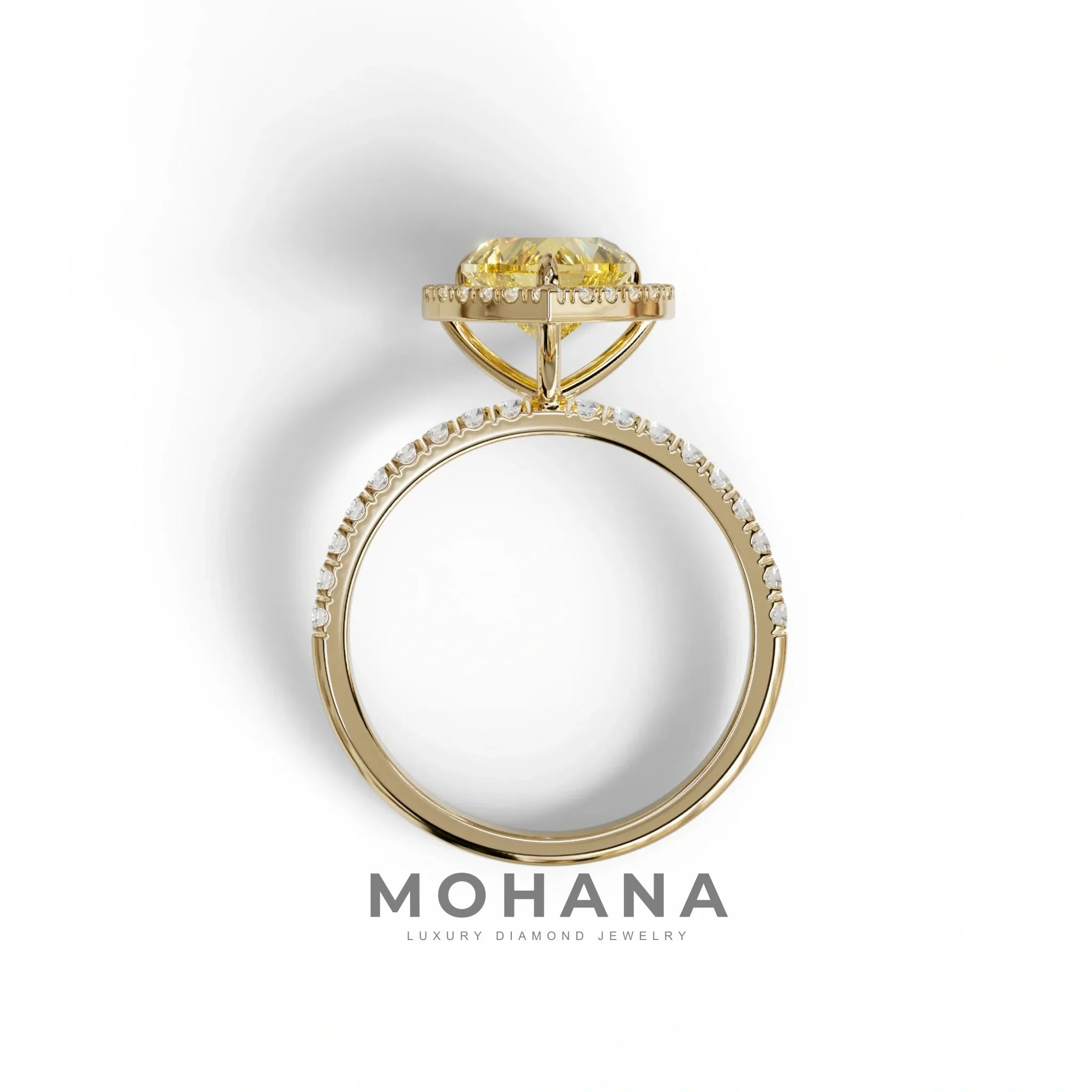 Yellow Heart Cut Halo & Pavé Lab Grown Diamond Engagement Ring - Gelia