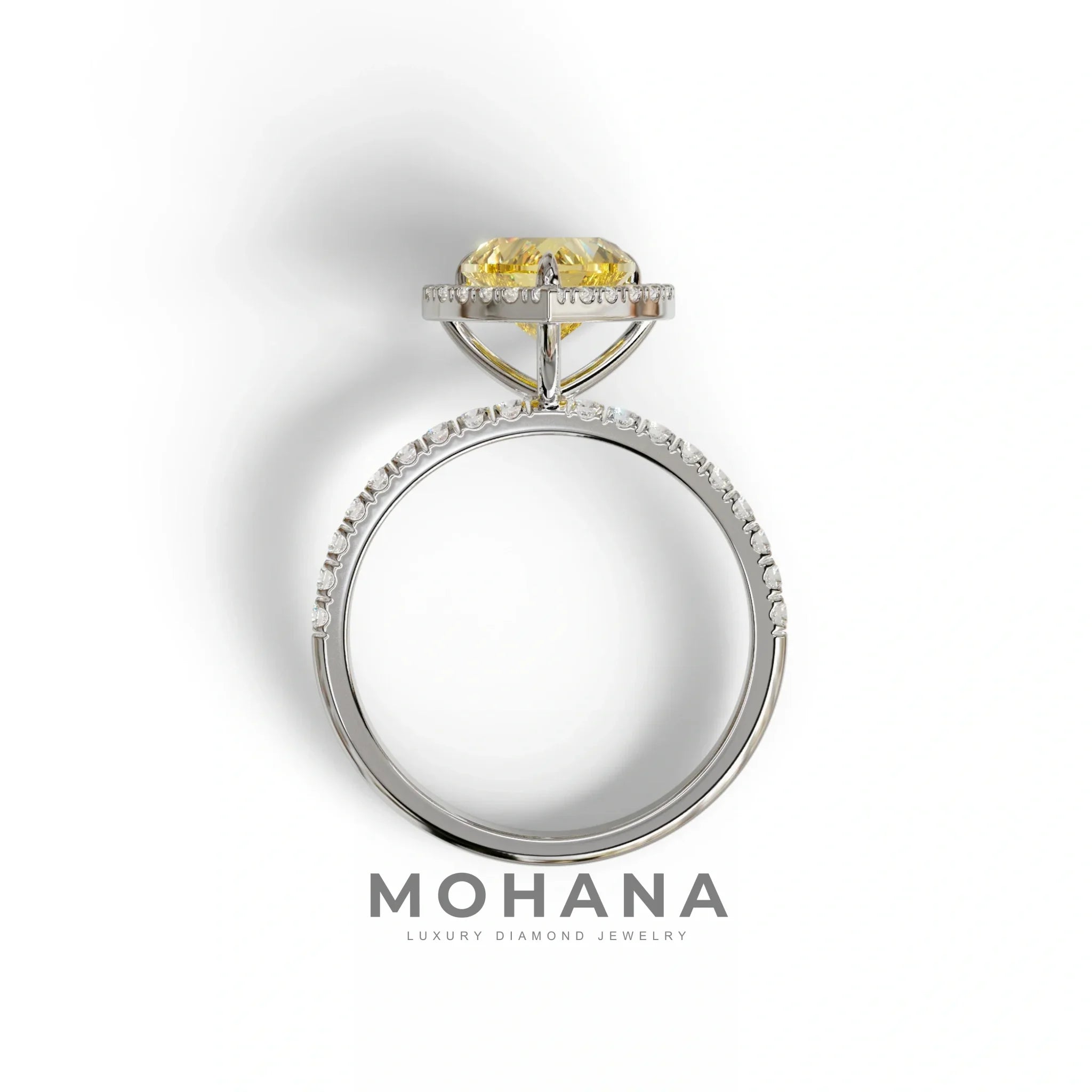 Yellow Heart Cut Halo & Pavé Lab Grown Diamond Engagement Ring - Gelia