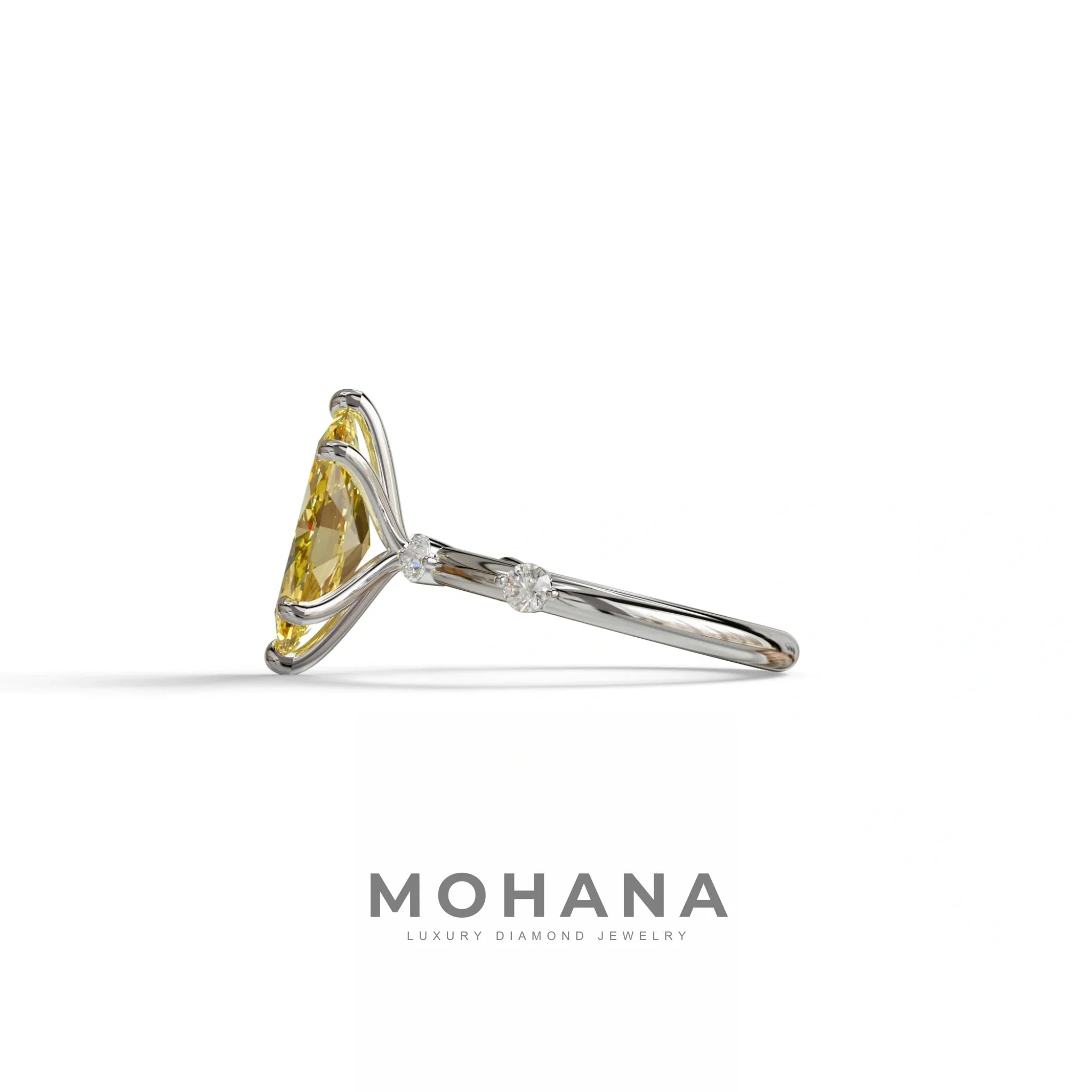 2.5 Ct Fancy Yellow Marquise Cut Lab Diamond In Space-Chanel Setting Ring - Nimi