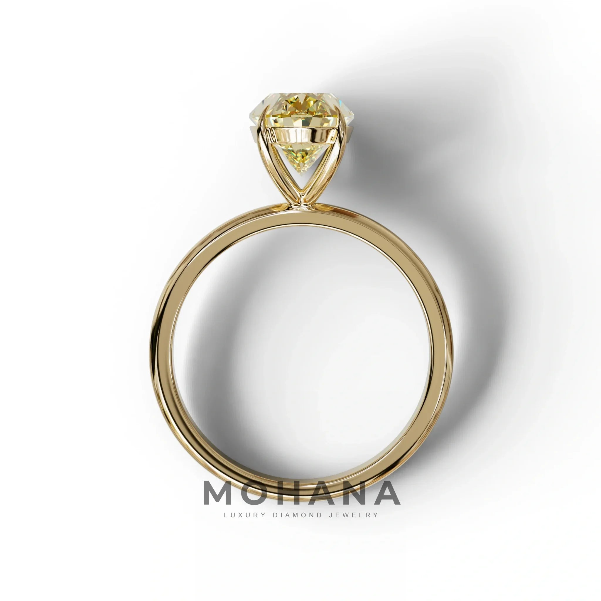 Fancy Yellow Oval Cut Solitaire Lab Grown Diamond Engagement Ring Curiosa