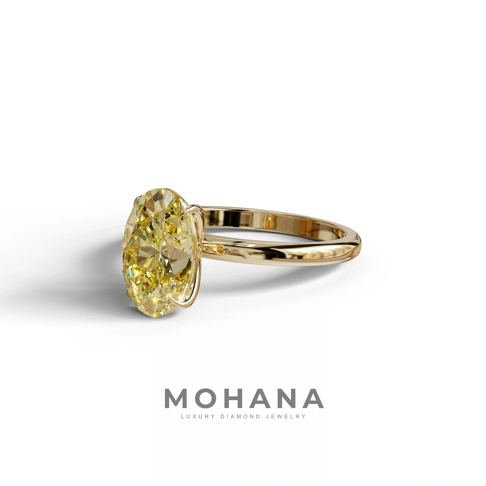 Fancy Yellow Oval Cut Solitaire Lab Grown Diamond Engagement Ring Curiosa