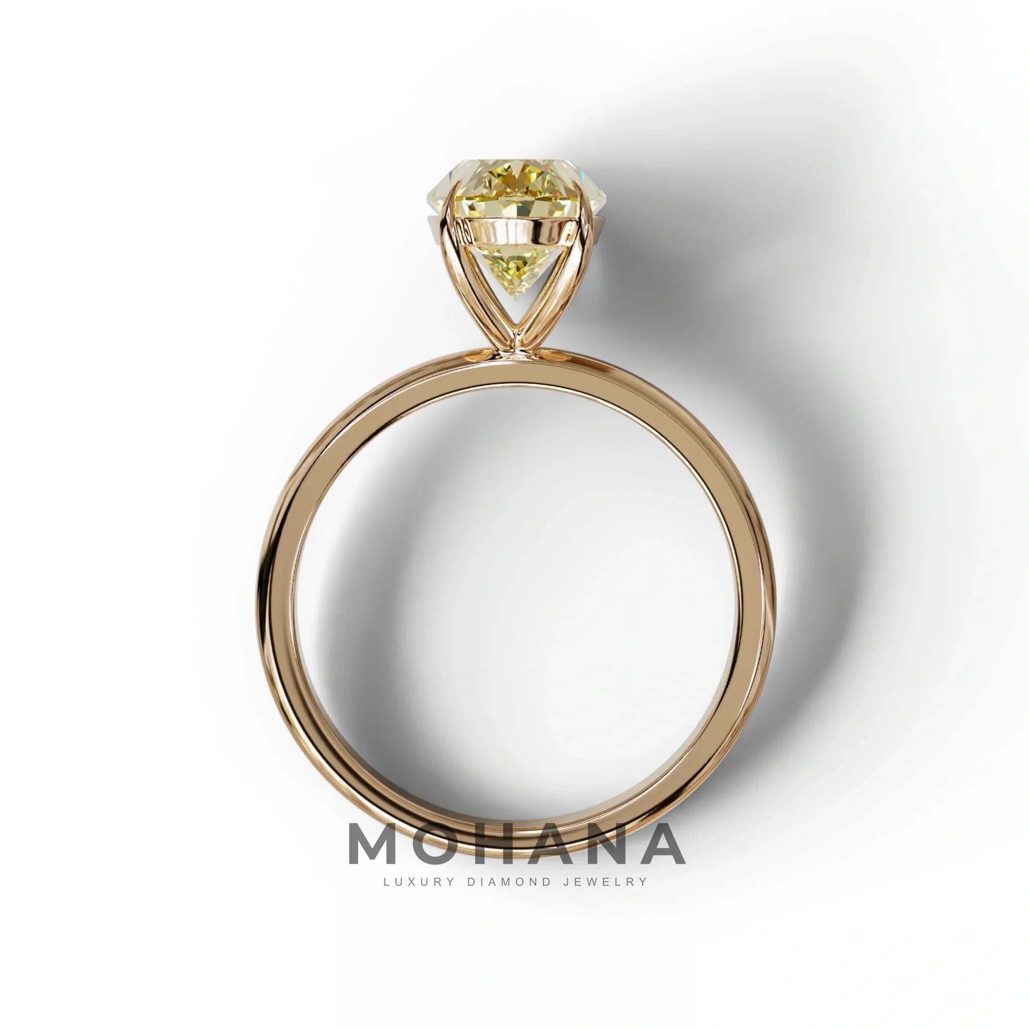 Fancy Yellow Oval Cut Solitaire Lab Grown Diamond Engagement Ring Curiosa