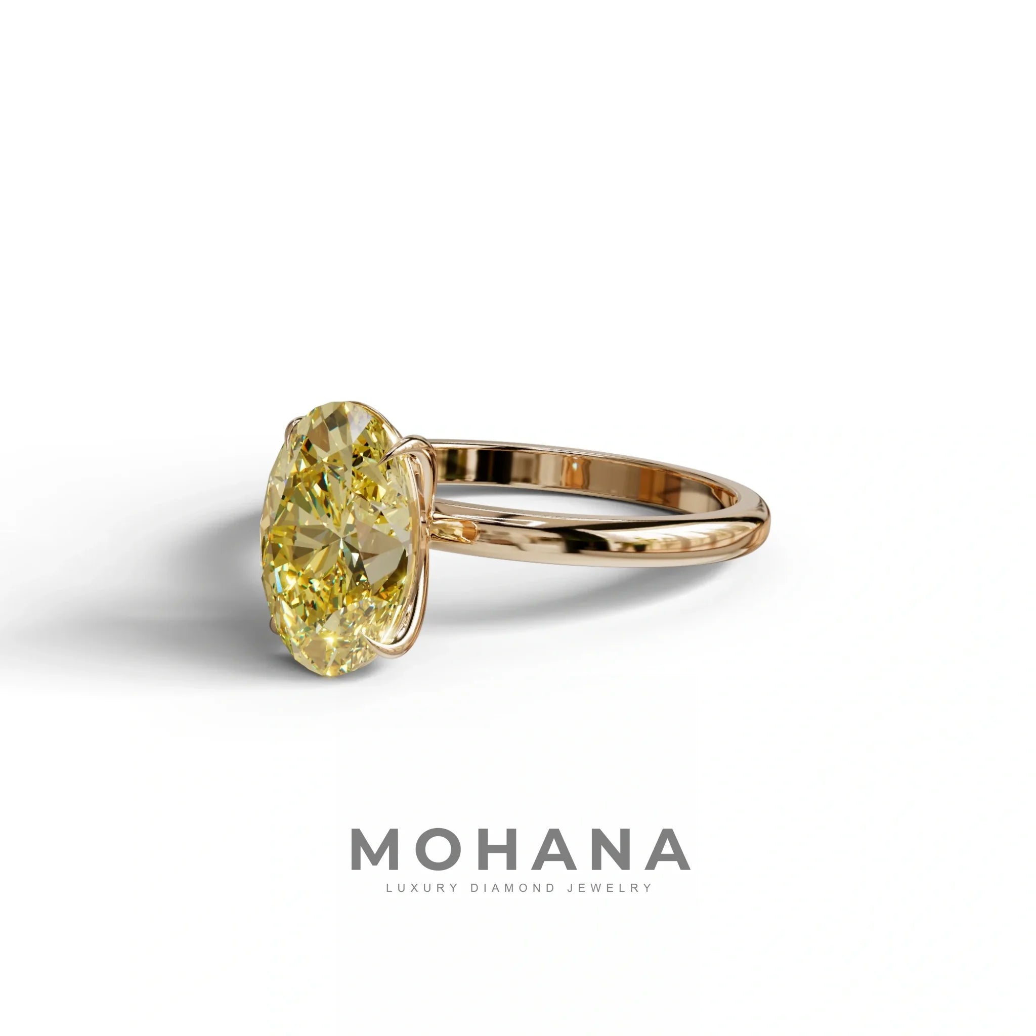 Fancy Yellow Oval Cut Solitaire Lab Grown Diamond Engagement Ring Curiosa