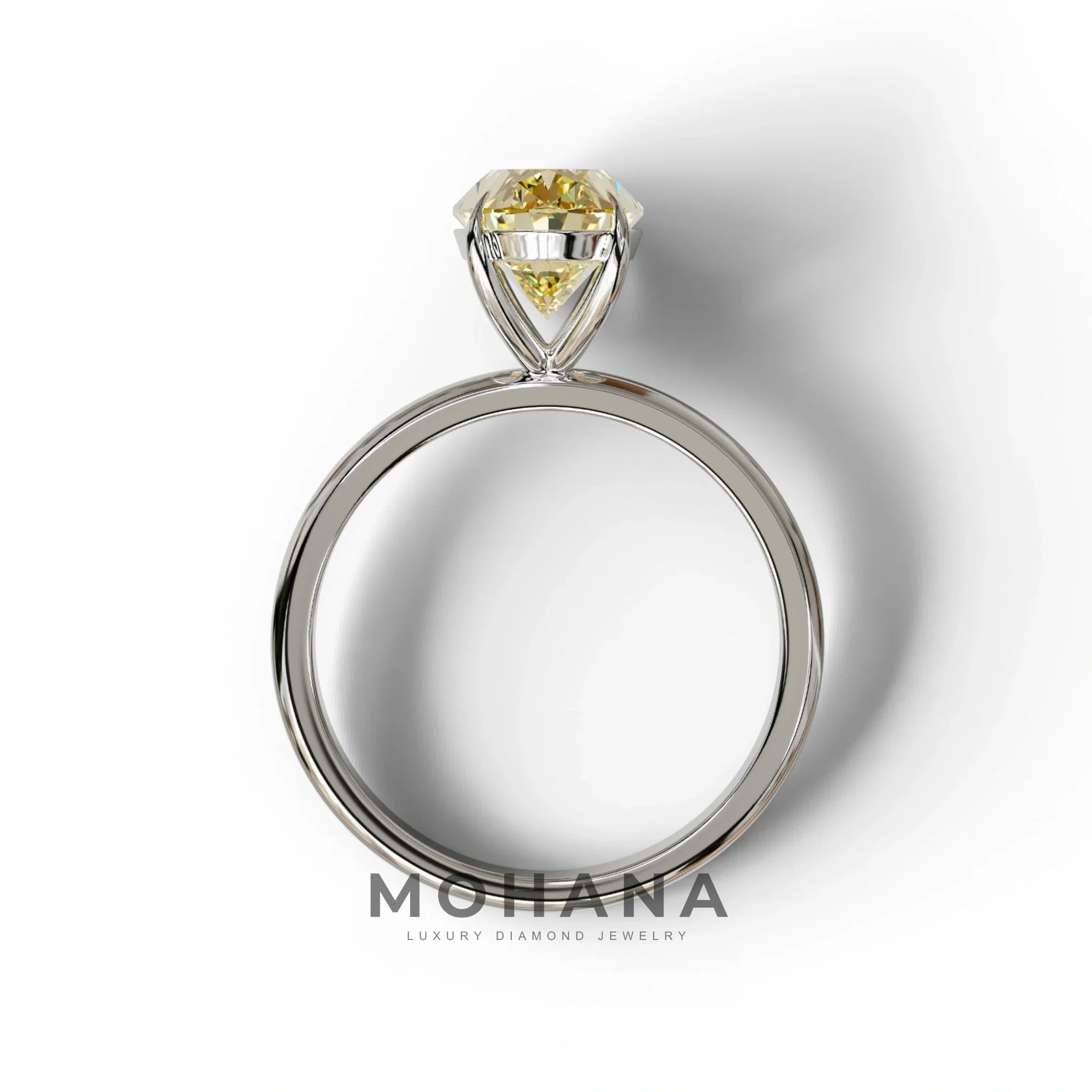 Fancy Yellow Oval Cut Solitaire Lab Grown Diamond Engagement Ring Curiosa