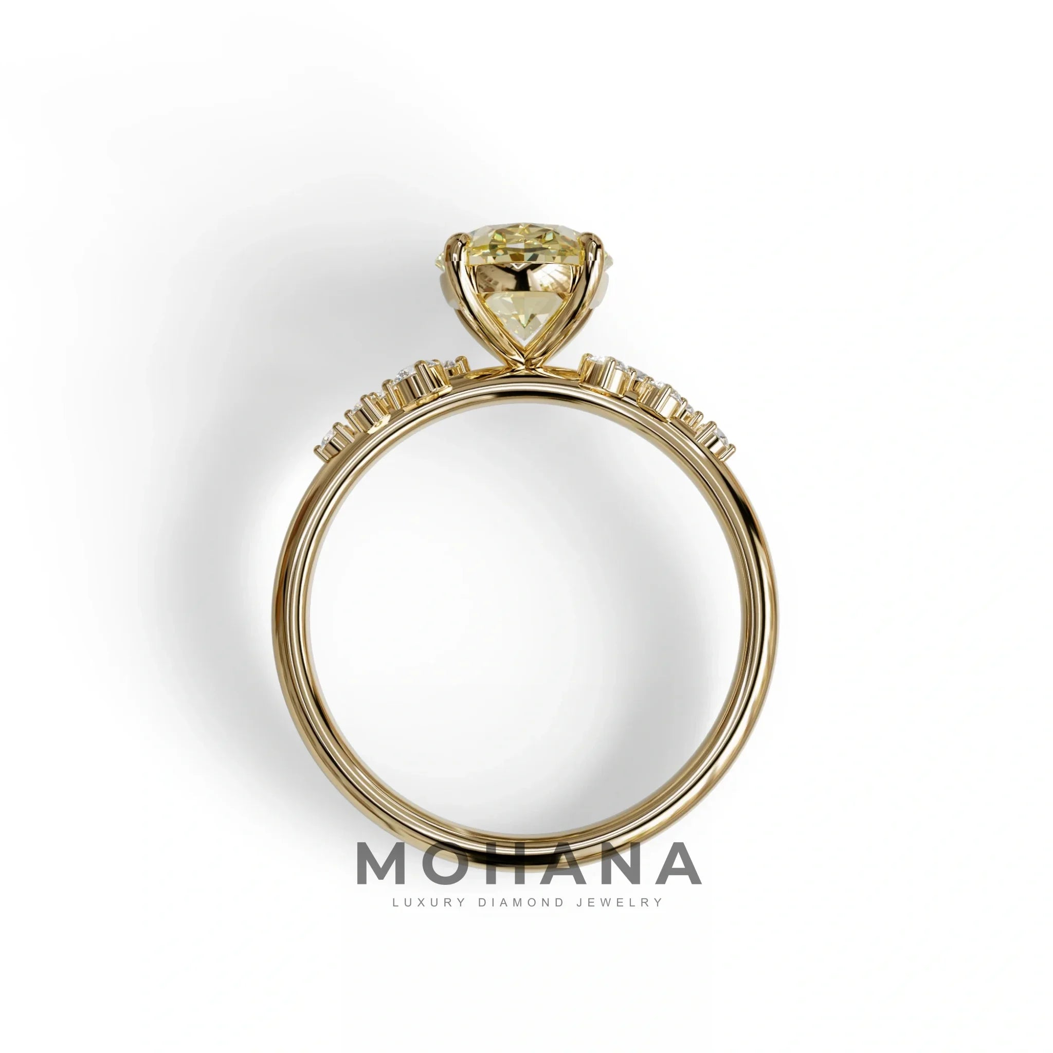 Yellow Oval Cut Cluster-Vintage Setting Lab Grown Diamond Ring - Celeste Arc