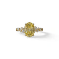 Yellow Oval Cut Cluster-Vintage Setting Lab Grown Diamond Ring - Celeste Arc - 2 Carat / 10K Solid Gold / Yellow Gold