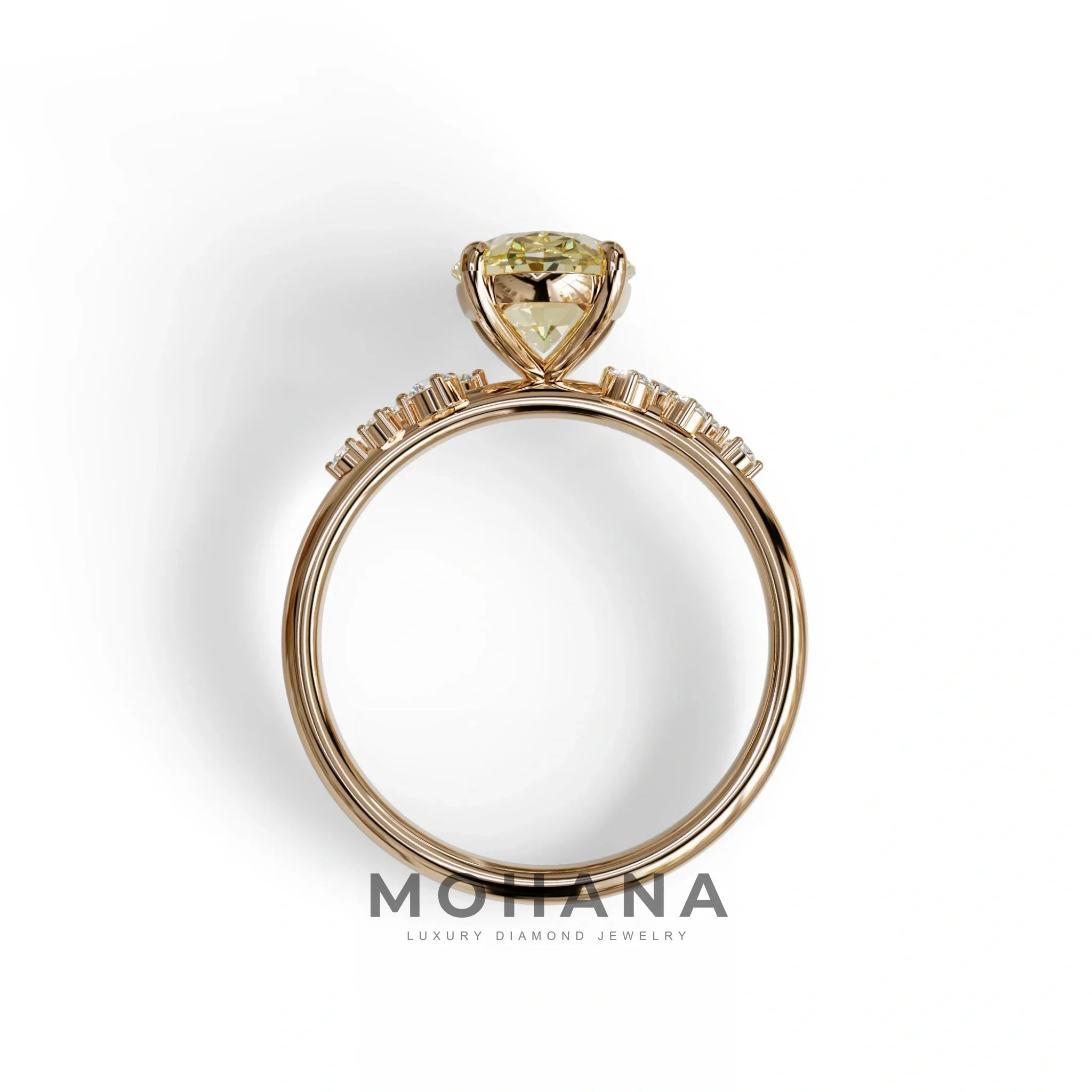 Yellow Oval Cut Cluster-Vintage Setting Lab Grown Diamond Ring - Celeste Arc