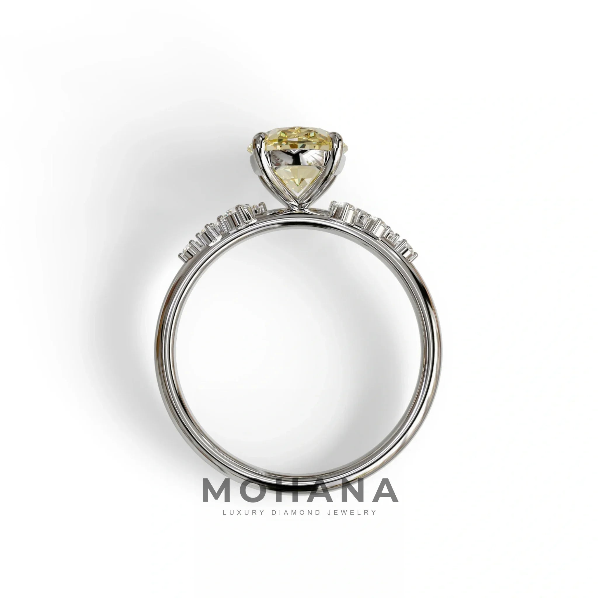 Yellow Oval Cut Cluster-Vintage Setting Lab Grown Diamond Ring - Celeste Arc