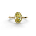 2.5 Carat Yellow Oval Cut Hidden Halo Lab Diamond Ring - Mi Amor - 10K Solid Gold / Yellow Gold
