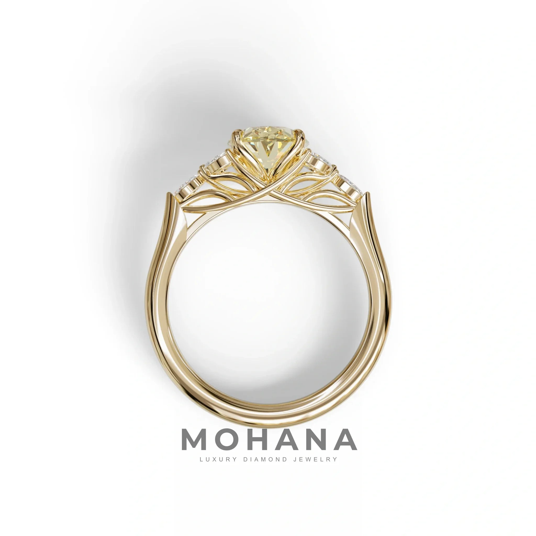 2.5 Carat Yellow Lab Grown Diamond Engagement Ring · Oval Cut Nature-Inspired | Halcyon - view 8