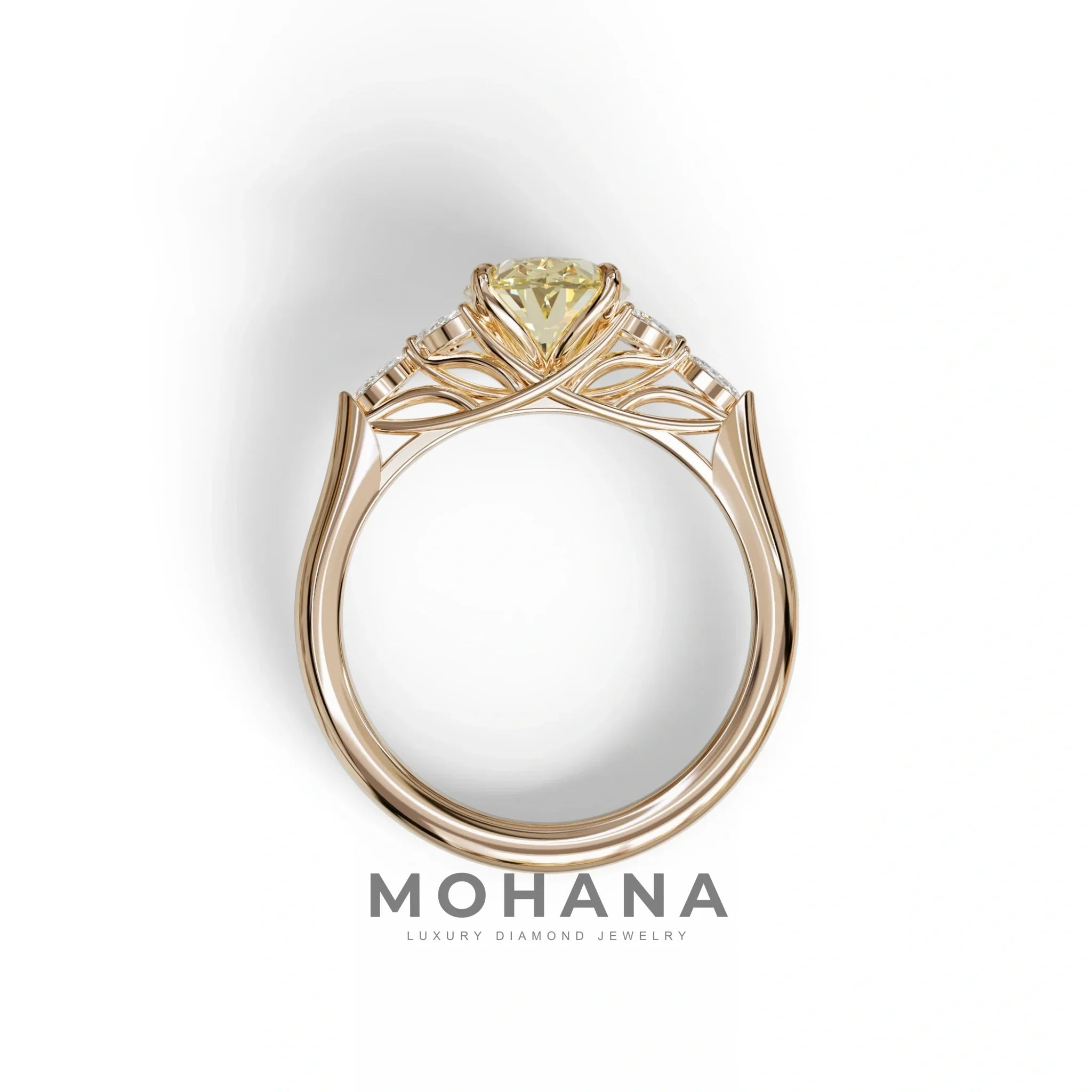 2.5 Carat Yellow Lab Grown Diamond Engagement Ring · Oval Cut Nature-Inspired | Halcyon - view 9
