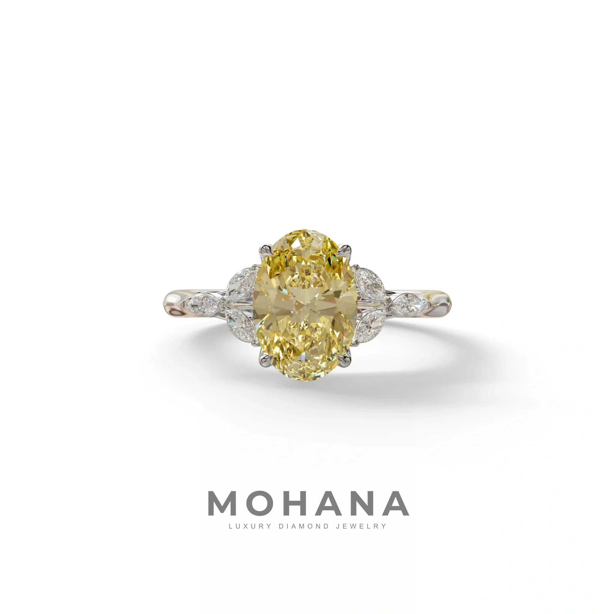 2.5 Carat Yellow Lab Grown Diamond Engagement Ring · Oval Cut Nature-Inspired | Halcyon - view 3