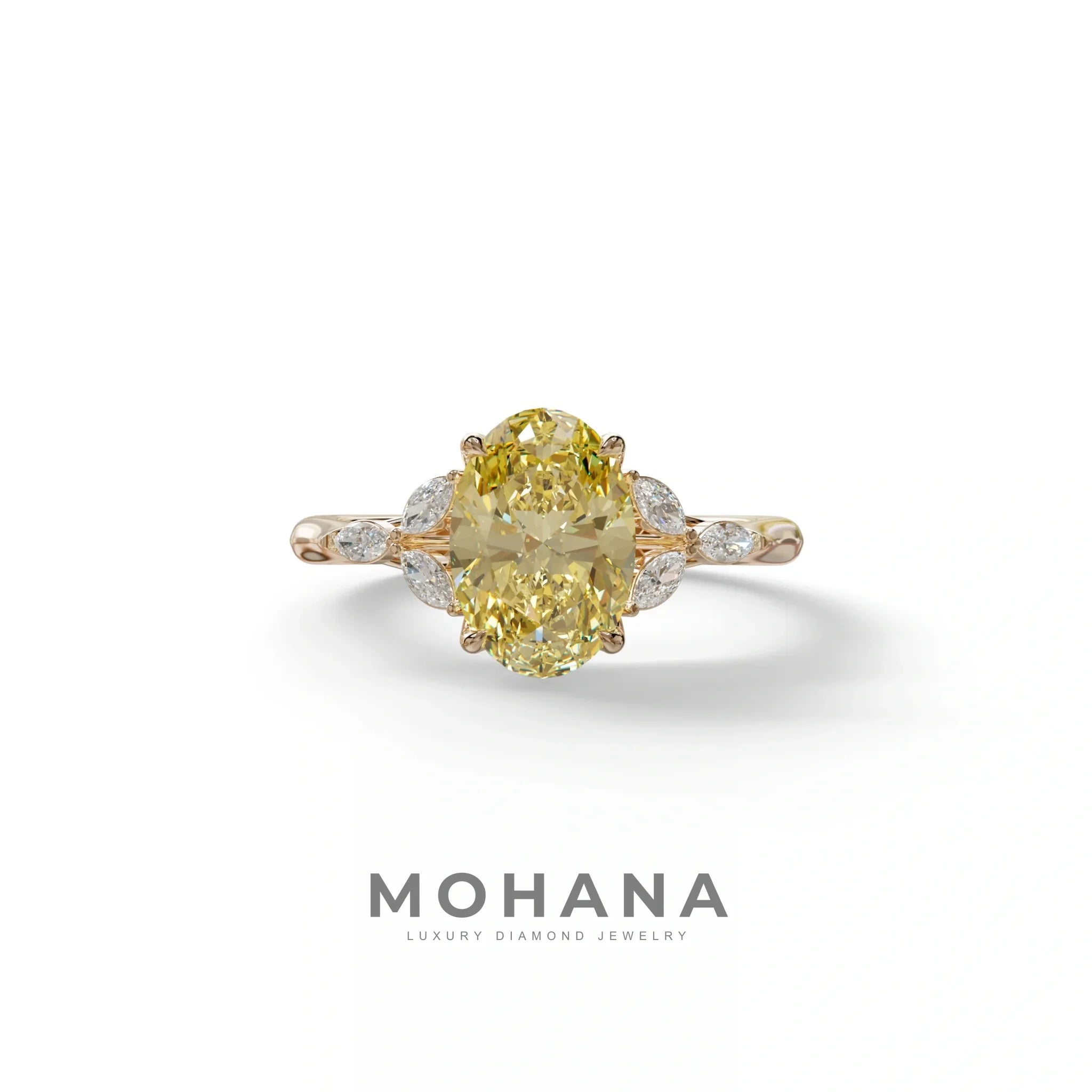 2.5 Carat Yellow Lab Grown Diamond Engagement Ring · Oval Cut Nature-Inspired | Halcyon - view 2