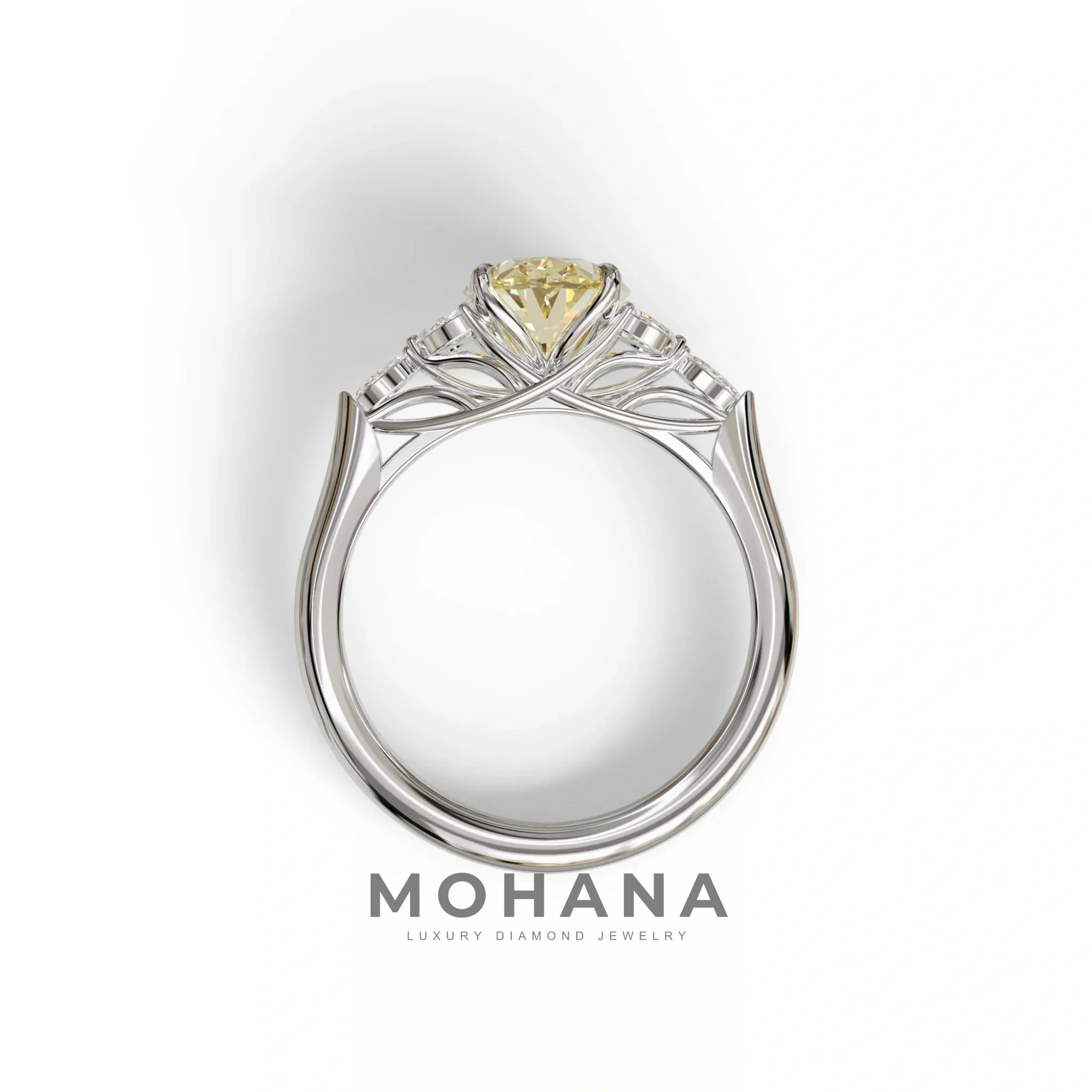 2.5 Carat Yellow Lab Grown Diamond Engagement Ring · Oval Cut Nature-Inspired | Halcyon - view 7