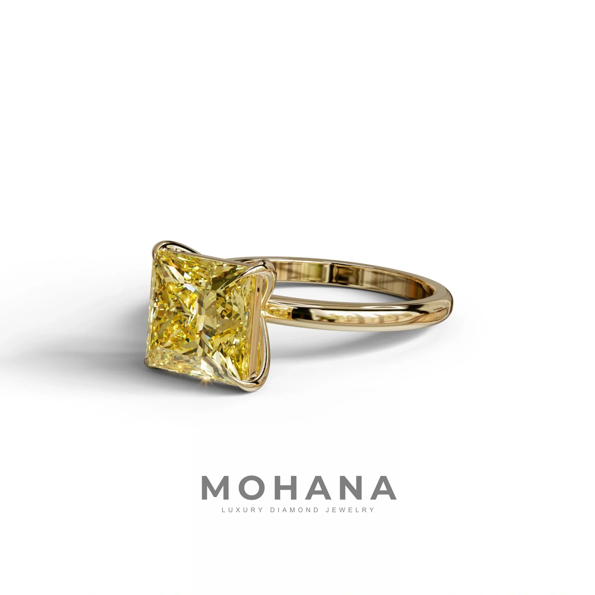 Yellow Princess Cut Solitaire Lab Grown Diamond Engagement Ring - Speyeria