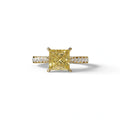 2.5 Carat Yellow Princess Cut Hidden Halo & Pave Lab Diamond Ring - Aries - 10K Solid Gold / Yellow Gold
