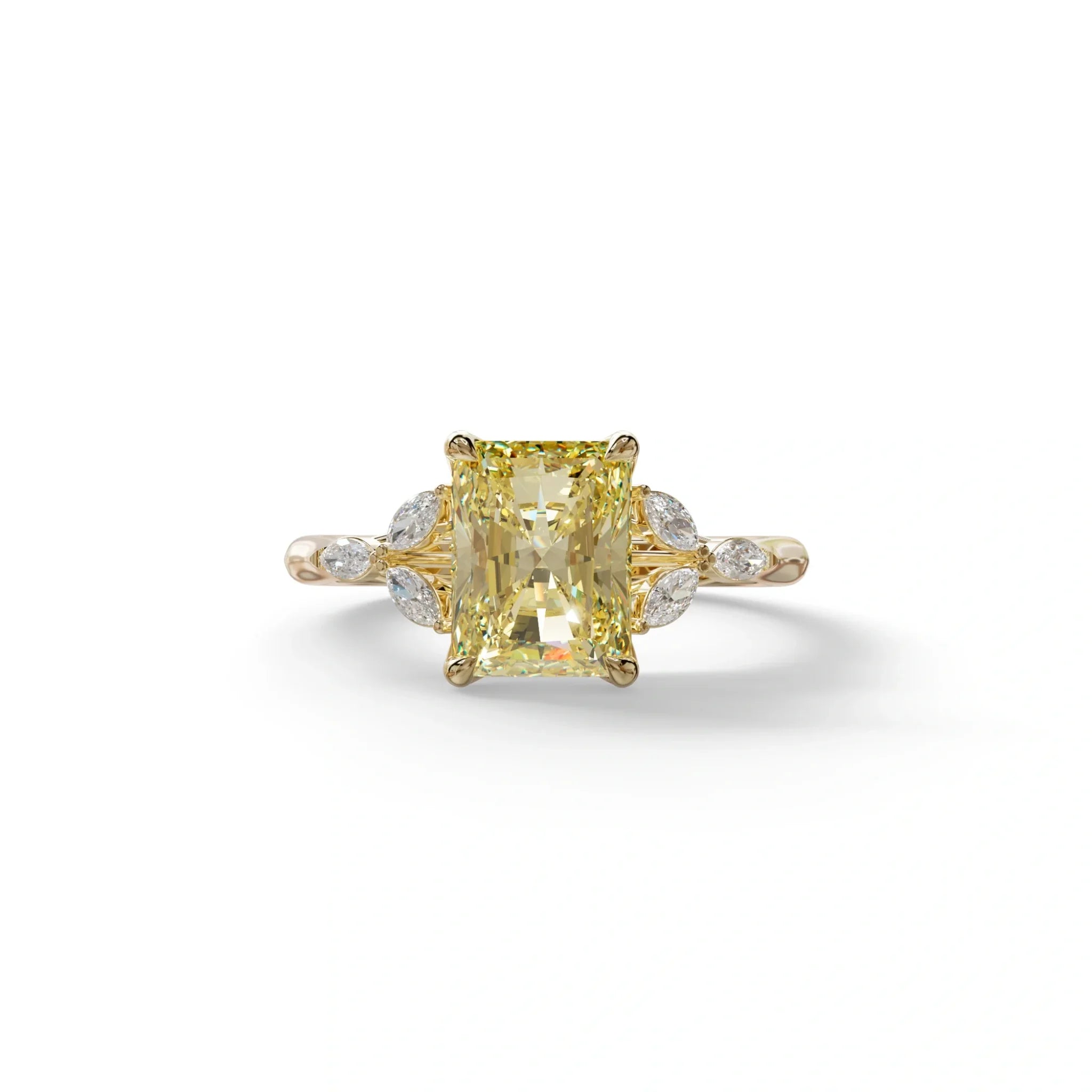 2.5 Carat Yellow Lab Grown Diamond Engagement Ring · Radiant Cut Nature-Inspired | Aurora - view 1
