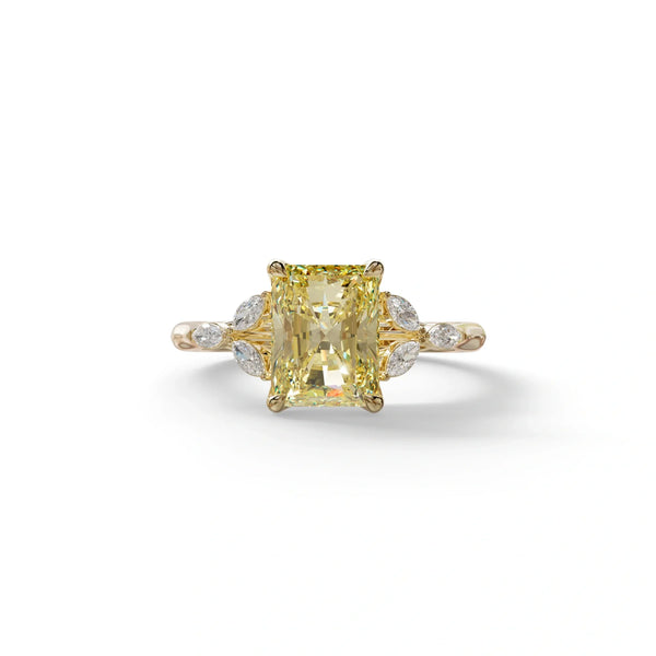 2.5 Carat Yellow Lab Grown Diamond Engagement Ring · Radiant Cut Nature-Inspired | Aurora