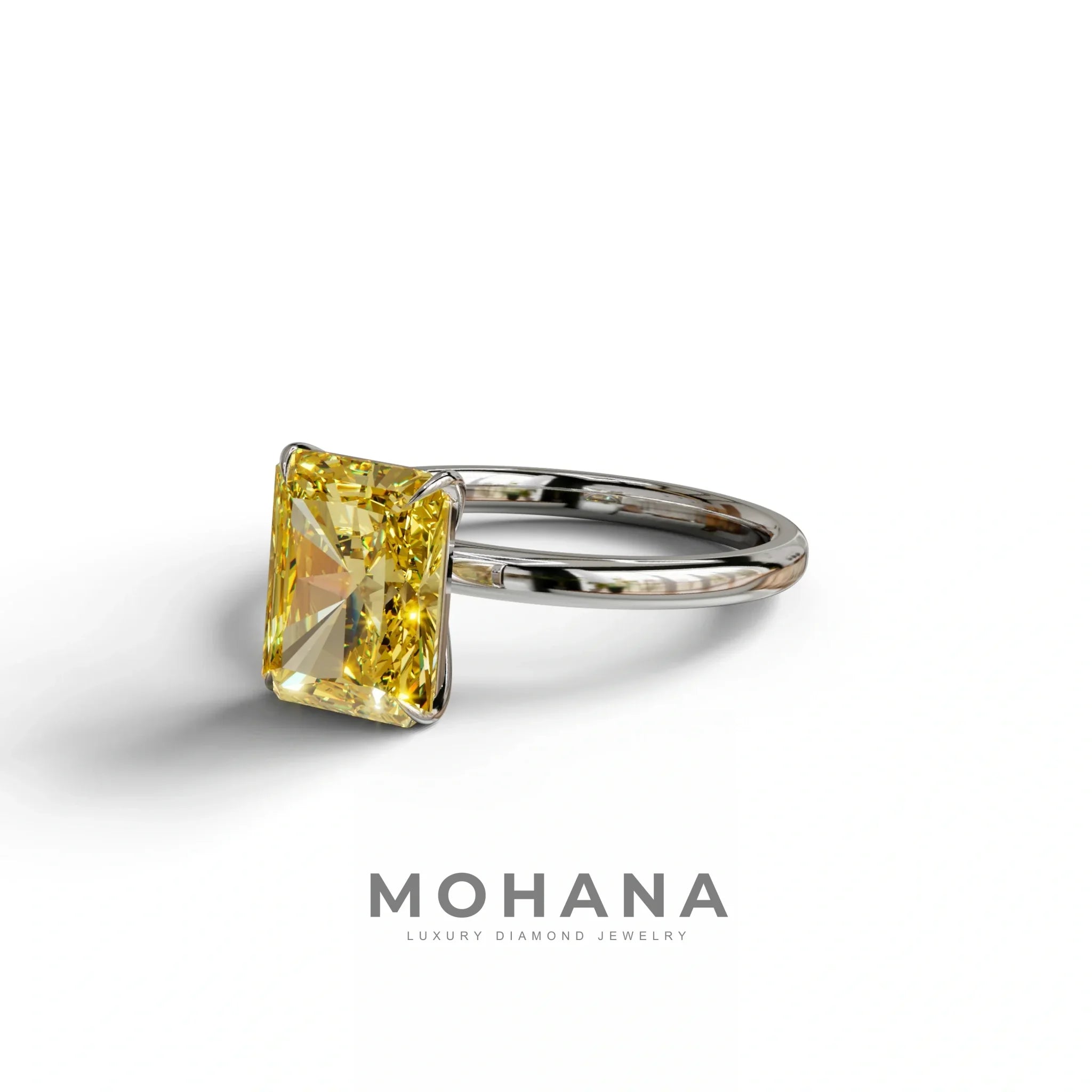 Yellow Radiant Cut Solitaire Lab Grown Diamond Engagement Ring - Papilia