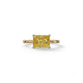 2.5 Ct Yellow Radiant Cut Lab Grown Diamond In Pave-Chanel Setting Ring - Maxine - 10K Solid Gold / Yellow Gold