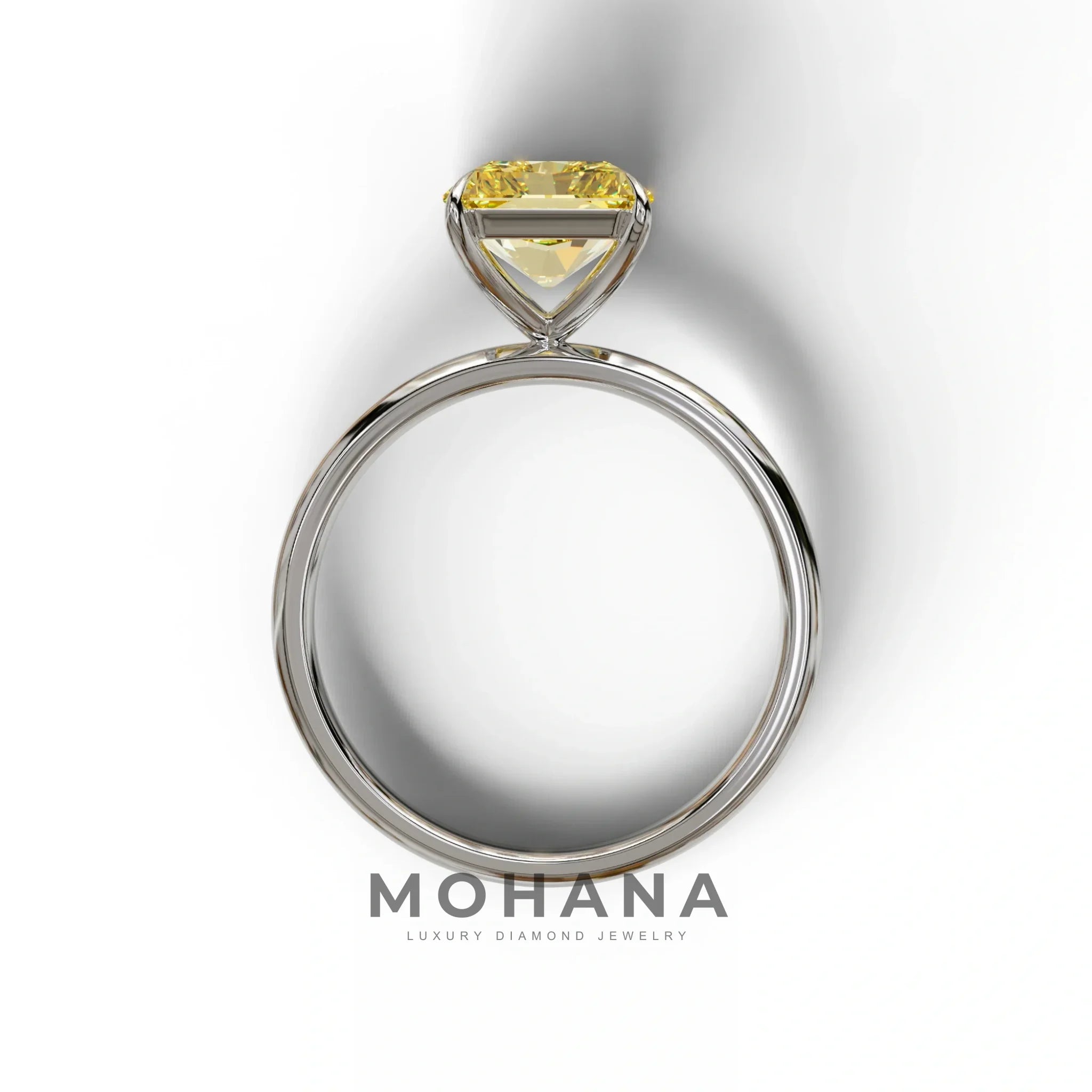 Yellow Radiant Cut Solitaire Lab Grown Diamond Engagement Ring - Papilia