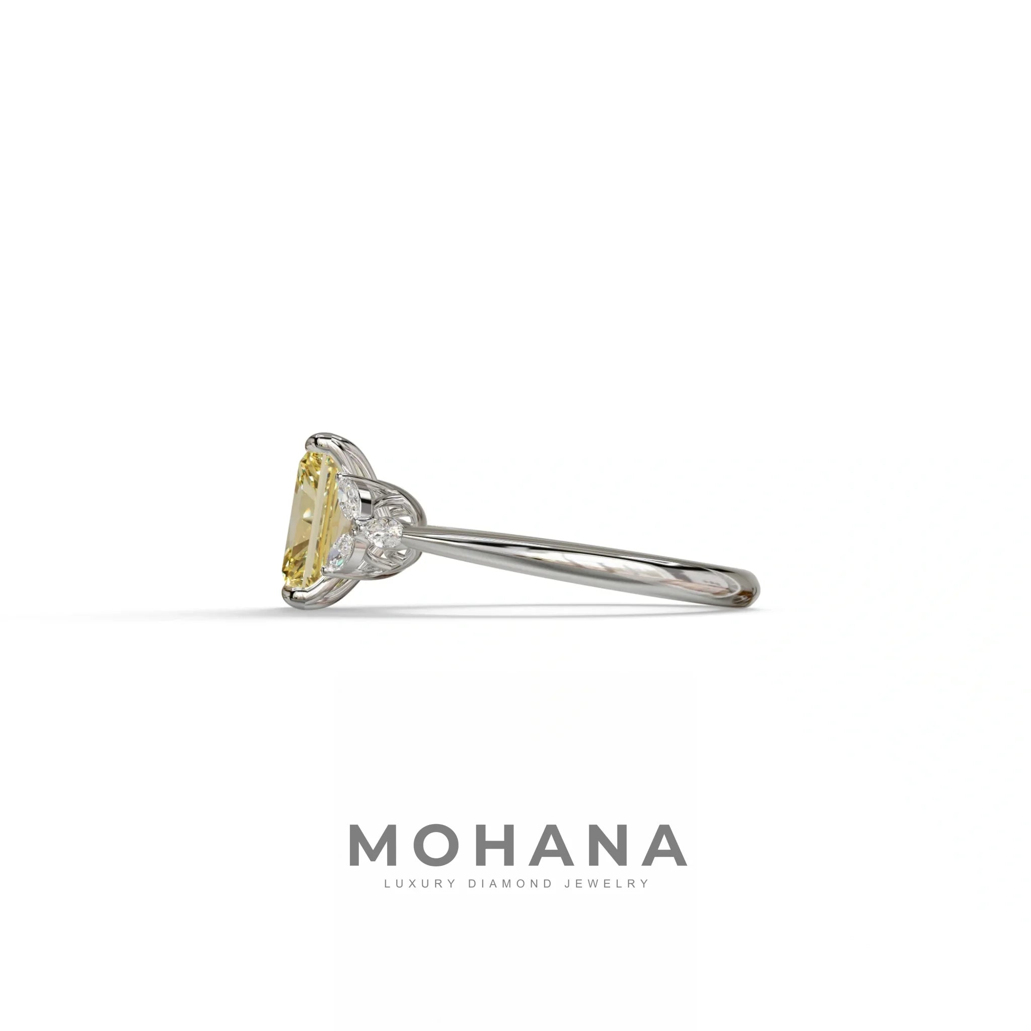2.5 Carat Yellow Lab Grown Diamond Engagement Ring · Radiant Cut Nature-Inspired | Aurora - view 6